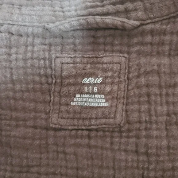 Aerie Chocolate Brown Casual Button Down Shirt Size Large Women - Picture 3 of 3